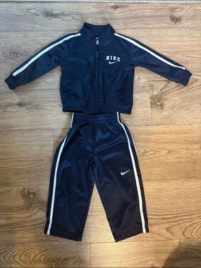 Nike Navy and White Kids Track Jacket & Pants Set